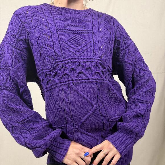 Bergdorf Goodman Sweaters - Vintage Bergdorf Goodman Chunky Purple Knit Sweater